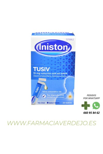 INISTON TUSIV 15 mg 20 ENVELOPES SOLUÇÃO ORAL 5 ml