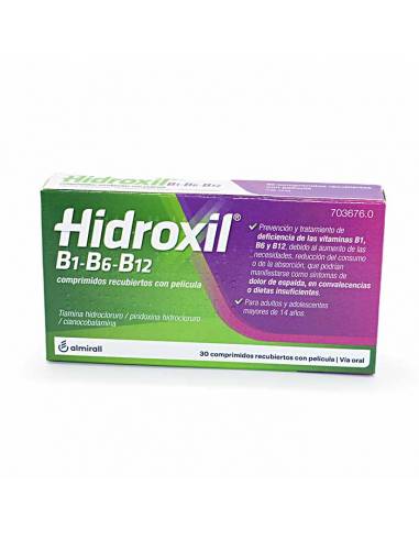 HIDROXIL B1-B6-B12 30 COMP Refuerzo de Vitamina B para dolor o convalecencia