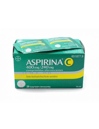 ASPIRINA C 400 mg/240 mg 20 COMPRIMIDOS EFERVESCENTES Alivio efectivo del dolor moderado y malestar