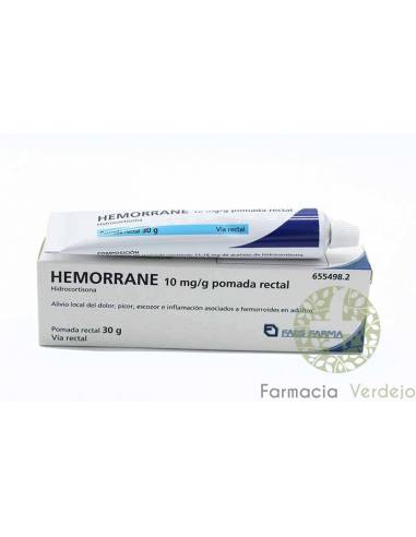 HEMORRANE 10 mg/g POMADA RECTAL 1 TUBO 30 g Alivia el picor, escozor y dolor en hemorroides