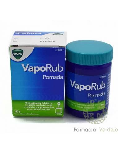 VICKS VAPORUB POMADA  FRASCO 100 G Alivio de tos y congestión en resfriado y gripe por inhalación