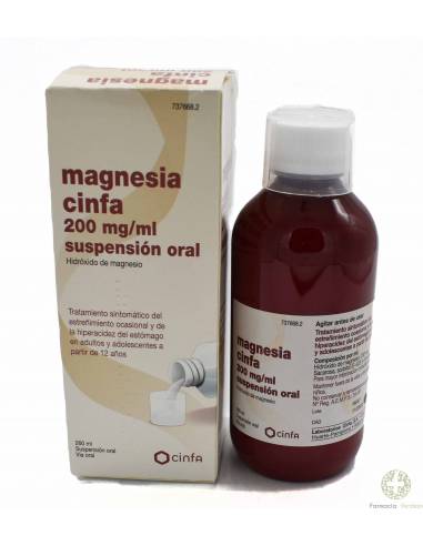 MAGNESIA CINFA 200 mg/ml CONTRA HIPERACIDEZ SUSPENSION ORAL 1 FRASCO 260 ml