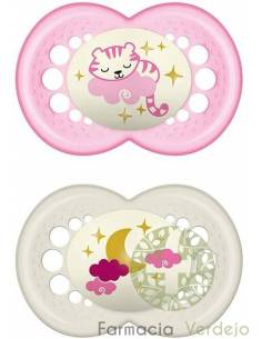 CHUPETA DE SILICONE ROSA MAM ORIGINAL NIGHT + PACK 6 M...