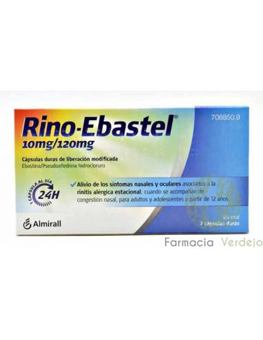RINO-EBASTEL  7 CAPSULAS LIBERACION MODIFICADA Alivia la rinitis alérgica estacional