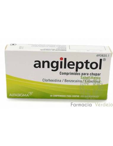 ANGILEPTOL 30 COMPRIMIDOS PARA CHUPAR SABOR MENTA Alivia infecciones e inflamaciones bucales