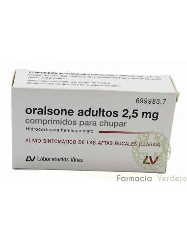 ORALSONE ADULTOS 2,5 mg 12 COMPRIMIDOS PARA SUGAR FERIDAS NA BOCA