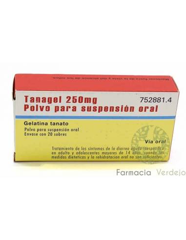 TANAGEL 250 mg 20 SAQUETAS PÓ PARA SUSPENSÃO ORAL DIARREIA AGUDA