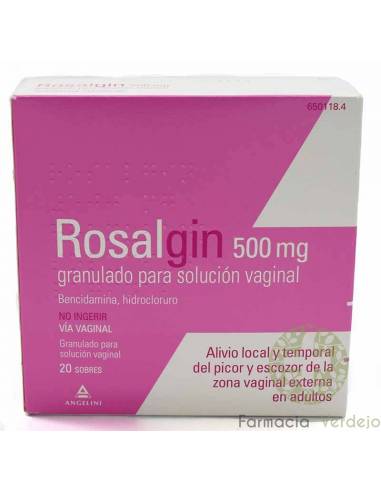 ROSALGIN 500 mg 20 SAQUETAS GRANULADAS PARA SOLUÇÃO VAGINAL