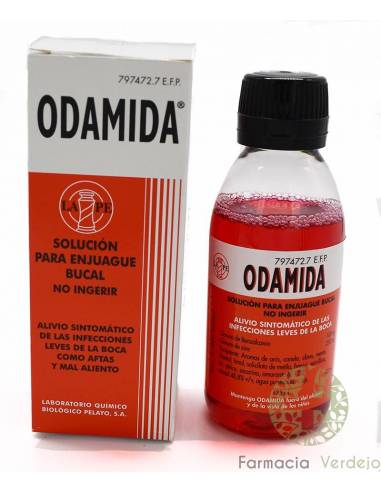 ODAMIDA 1 mg/ml + 2,5 mg/ml SOLUCION BUCAL 1 FRASCO 135 ml INFECCIONES BOCA AFTAS MAL ALIENTO