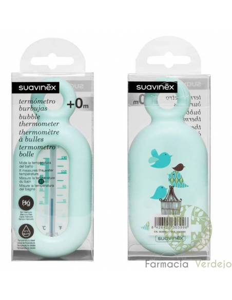 TERMOMETRO BAÑO INFANTIL SUAVINEX AZUL ESTAMPADO PAJARITOS