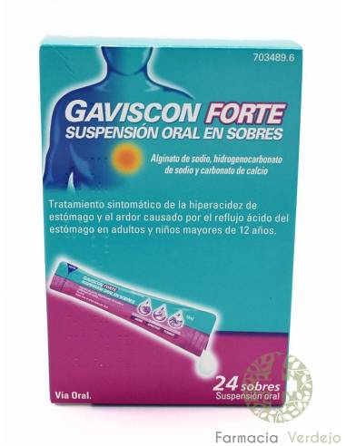 GAVISCON FORTE 24 SOBRES SUSPENSION ORAL 10 ML Calma el ardor y la acidez
