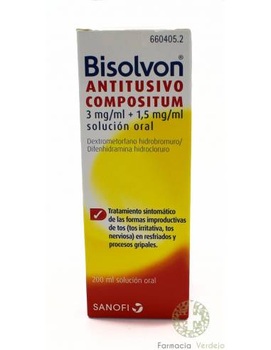 BISOLVON ANTITUSIVO COMPOSITUM 3 mg/ml + 1,5 mg/ml SOLUÇÃO ORAL 1 FRASCO 200 ml