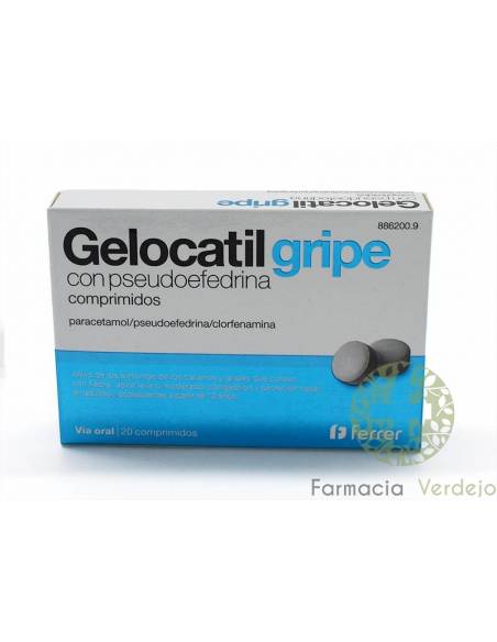 GELOCATIL GRIPE CON PSEUDOEFEDRINA 20 COMPRIMIDOS Alivia los síntomas asociados a catarros y gripes