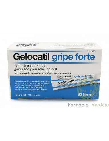 GELOCATIL GRIPE FORTE 10 STICKS PARA SOLUCION ORAL Alivia los síntomas gripales y catarrales
