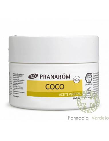 ÓLEO VEGETAL ORGÂNICO DE COCO 100 ML PRANAROM Equilibra pele, cabelos e unhas