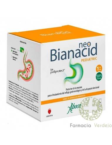 NEOBIANACID PEDIATRIC 36 SACHES GRANULADOS 775 MG ABOCA Protege a mucosa, trata o refluxo e a dispepsia