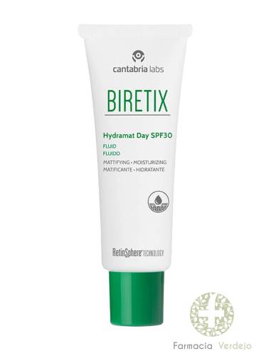 BIRETIX HYDRAMAT DIA SPF 30 HIDRATANTE FLUIDO OLEOSO IMPERFEIÇÕES DA PELE 1 PACOTE 50 M