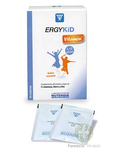 ERGYKID VITAMINA 14 SACHES 3-12 ANOS NUTERGIA Vitaminas e minerais para crianças