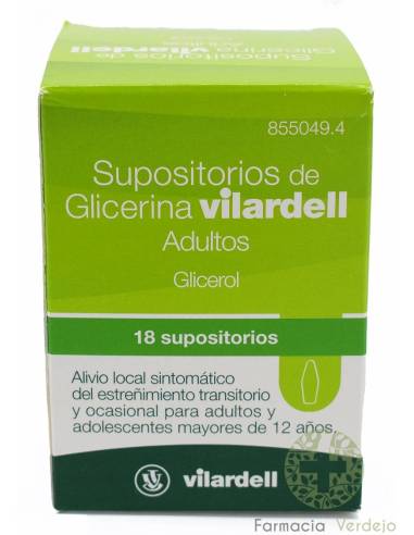 SUPOSITORIOS DE GLICERINA VILARDELL ADULTOS 3 g 18 UNID. Alivio del estreñimiento ocasional