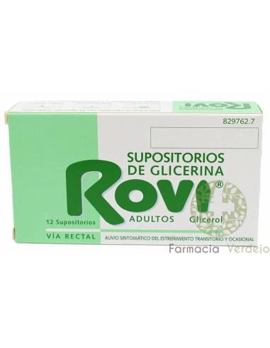 SUPOSITORIOS DE GLICERINA ROVI ADULTOS 3,36 g 12 u Alivia el estreñimiento ocasional