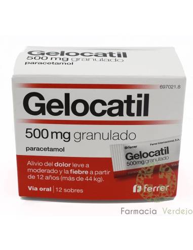 GELOCATIL 500 MG 12 SOBRES GRANULADO ORAL Alivia dolor moderado y fiebre
