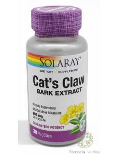 GARRA DE GATO (GATOS) 200MG 30 CAPS SOLARAY Estimula as...