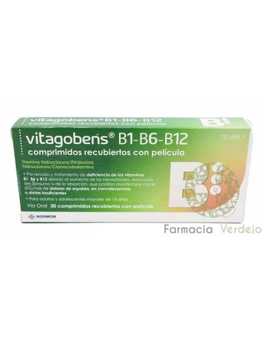 VITAGOBENS B1 B6 B12 30 COMP Dor nas costas, convalescença e dieta insuficiente
