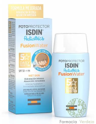 FOTOPROTECTOR ISDIN PEDIATRICS FUSION WATER SPF50 50ML Alta protección solar facial infantil