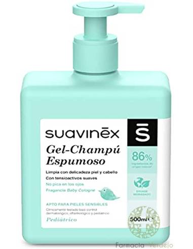 SUAVINEX GEL DE SHAMPOO ESPUMANTE PEDIÁTRICO 500 ML Limpa suavemente a pele e os cabelos