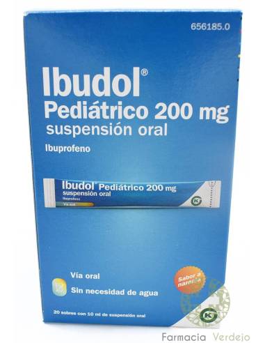 IBUDOL PEDIATRICO 200 MG 20 SOBRES SUSPENSION ORAL 10 ML Ibuprofeno en dosis pediátrica
