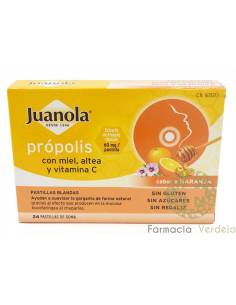 JUANOLA PRÓPOLIS 24 PASTILHAS MACIAS LARANJA Acalmar a...