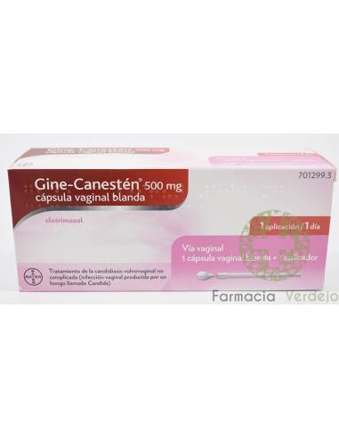 GINE-CANESTEN 500 MG 1 CAPSULA VAGINAL BLANDA Tratamiento de candidiasis vulvovaginal