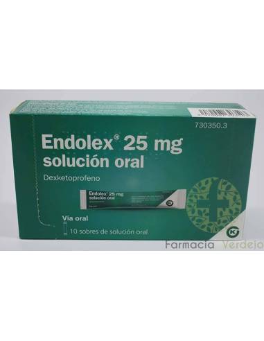 ENDOLEX 25 MG 10 SAQUETAS DEXCETOPROFENO SOLUÇÃO ORAL 10 ML Alívio leve a moderado da dor