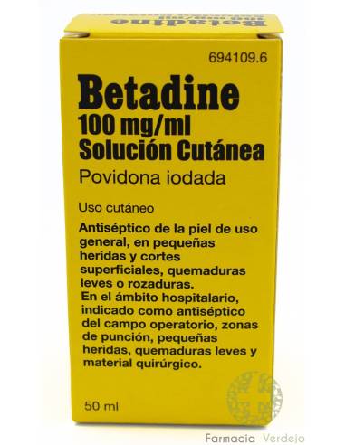 BETADINE 100 mg/ml SOLUÇÃO DE PELE 1 GARRAFA 50 ml