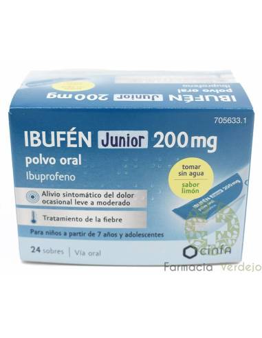 IBUFEN JUNIOR 200 MG 24 SOBRES POLVO ORAL Alivia el dolor moderado y la fiebre con Ibuprofeno