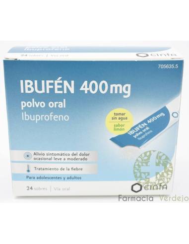 IBUFEN 400 MG 24 SOBRES POLVO ORAL Alivian el dolor leve y la fiebre con Ibuprofeno