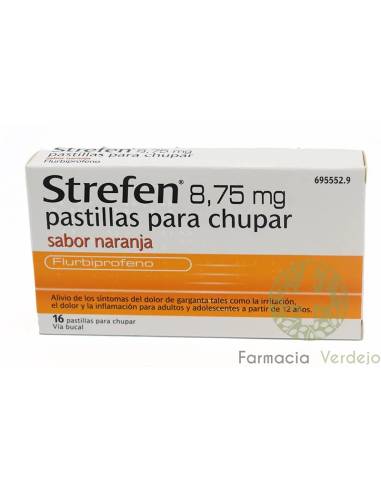 STREFEN 8,75 mg 16 PASTILLAS PARA CHUPAR (SABOR NARANJA) ALIVIO DOLOR GARGANTA