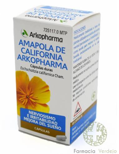AMAPOLA DE CALIFORNIA ARKOPHARMA 300 mg 45 CAPSULAS Calma los nervios y favorece el sueño