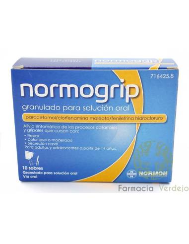NORMOGRIP 10 SACHÊS GRANULADOS PARA SOLUÇÃO ORAL Alivia febre, dor moderada e coriza