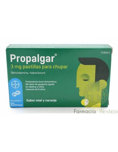 PROPALGAR 3 mg 24 PASTILLAS PARA CHUPAR Alivia el dolor de garganta agudo