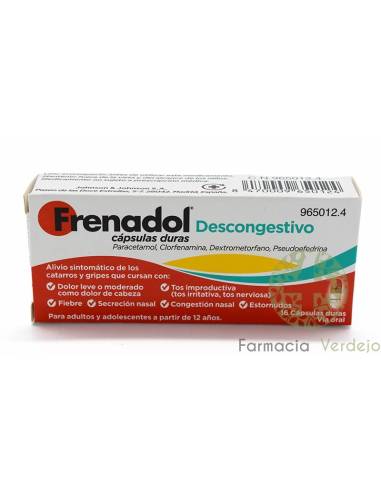 FRENADOL DESCONGESTIONANTE 16 CÁPSULAS Alívio da tosse, dor moderada, febre e congestão