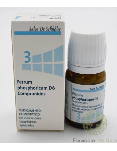 FERRUM PHOSPHORICUM D6 Nº3 80 COMP DHU SCHUSSLER  Ayuda en lesiones, contusiones, metabolismo, circu