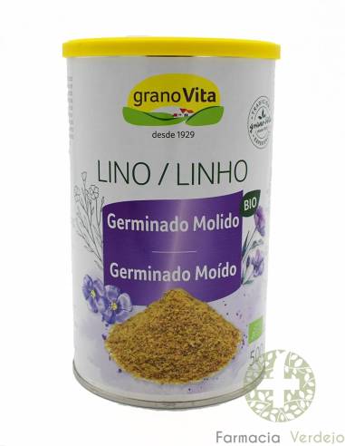 LINO GERMINADO MOLIDO BIO 500 G GRANOVITA Fuente de Omega3, fibra y proteínas