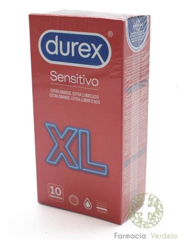 DUREX SENSITIVO XL PRESERVATIVOS 10 UNIDADES Extra grande y extra  lubrificado