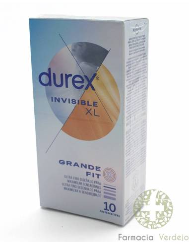 PRESERVATIVOS DUREX INVISIBLE XL 10 UNIDADES Ultra fino, maior sensibilidade
