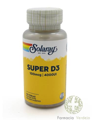 SOLARAY SUPER D-3 4000UI 100PERLAS Refuerzo integral para el organismo
