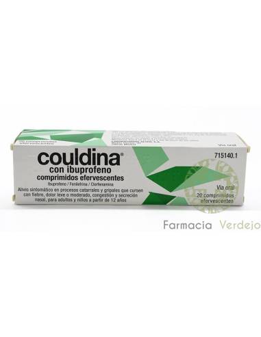 COULDINE COM IBUPROFEN 400 mg/2 mg/7,5 mgs 20 COMPRIMIDOS Efervescentes
