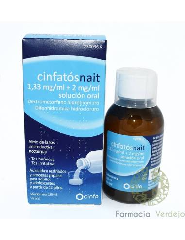 CINFATOSNAIT  SOLUCION ORAL  150 ml  Alivia la tos irritativa y nerviosa nocturna
