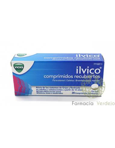 ILVICO 20 COMPRIMIDOS Alívio rápido dos sintomas de gripe e resfriado