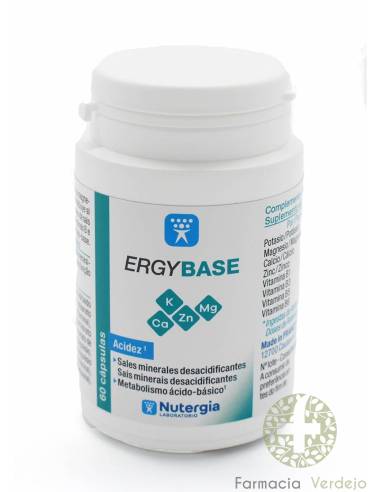 ERGYBASE 60 CAPS NUTERGIA Sales minerales para equilibrar el metabolismo ácido-básico